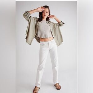 Free People White Boyfriend Jeans
